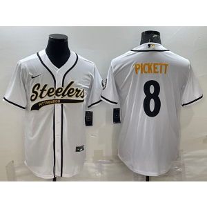 Nike Steelers 8 Kenny Pickett White Vapor Baseball Limited Men Jersey