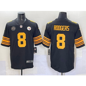 Nike Steelers 8 Rodgers Black Color Rush Vapor Limited Men Jersey with Patch