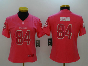 Nike Steelers 84 Antonio Brown Pink Fashion Women Limited Jersey