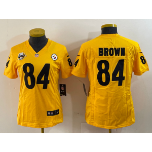 Nike Steelers 84 Antonio Brown Yellow Vapor Untouchable Limited Women Jersey