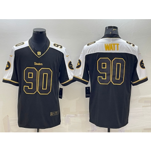 Nike Steelers 90 JJ. Watt Navy Gold Throwback Vapor Limited Men Jersey