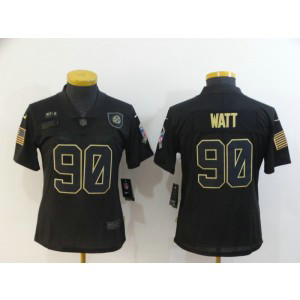 Nike Steelers 90 T.J. Watt 2020 Black Salute To Service Limited Women Jersey