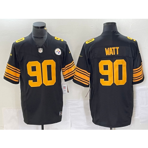 Nike Steelers 90 T.J. Watt Black Color Rush 2023 F.U.S.E Vapor Limited Men Jersey