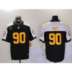 Nike Steelers 90 T.J. Watt Black Gold Vapor Limited Men Jersey