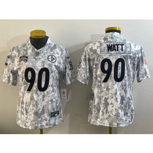 Nike Steelers 90 T.J. Watt Camo 2024 F.U.S.E. Salute to Service Limited Women Jersey (Runs Small)