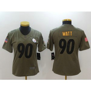 Nike Steelers 90 T.J. Watt Olive 2017 Salute To Service Limited Women Jersey