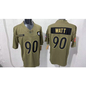Nike Steelers 90 T.J. Watt Olive 2025 Salute to Service F.U.S.E. Vapor Limited Men Jersey