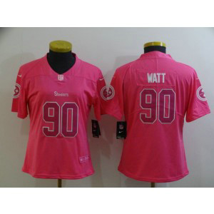 Nike Steelers 90 T.J. Watt Pink Limited Women Jersey