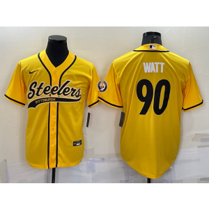 Nike Steelers 90 T.J. Watt Yellow Vapor Baseball Limited Men Jersey