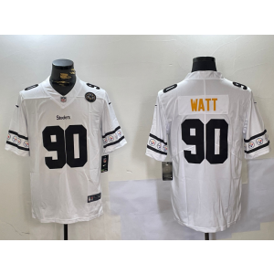 Nike Steelers 90 TJ Watt White Team Logo Vapor Limited Men Jersey