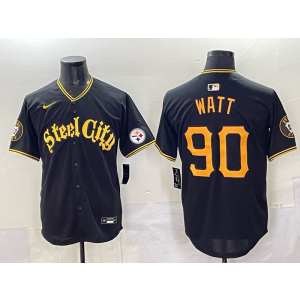 Nike Steelers 90 Watt Black Baseball Vapor Limited Men Jersey