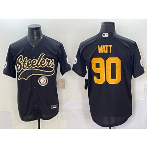 Nike Steelers 90 Watt Black Gold Baseball Vapor Limited Men Jersey 1