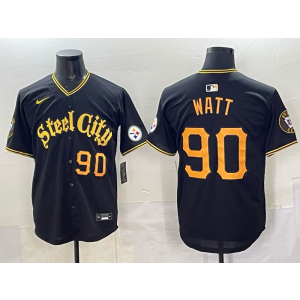 Nike Steelers 90 Watt Black Gold Baseball Vapor Limited Men Jersey