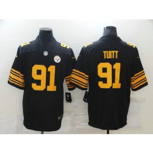 Nike Steelers 91 Stephon Tuitt Black Color Rush Limited Men Jersey
