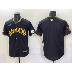 Nike Steelers Blank Black Baseball Vapor Limited Men Jersey
