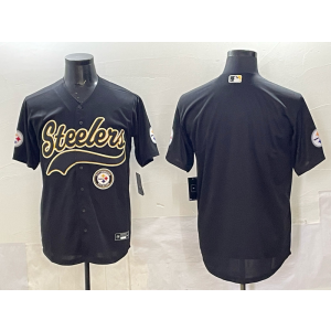 Nike Steelers Blank Black Gold Baseball Vapor Limited Men Jersey