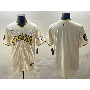 Nike Steelers Blank Cream Baseball Vapor Limited Men Jersey