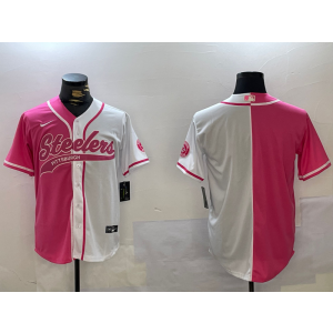Nike Steelers Blank Pink White Split Vapor Baseball Limited Men Jersey