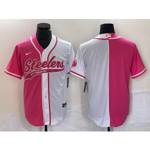 Nike Steelers Blank White Pink Split Baseball Vapor Limited Men Jersey