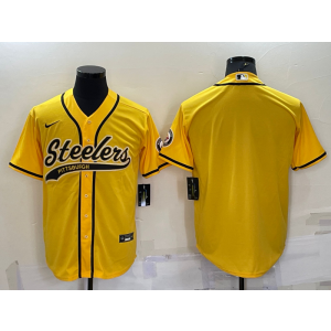 Nike Steelers Blank Yellow Vapor Baseball Limited Men Jersey