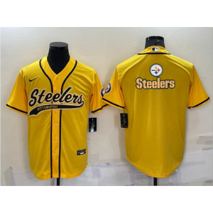 Nike Steelers Blank Yellow Vapor Baseball Logo Limited Men Jersey