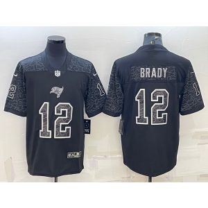 Nike Tampa Bay Buccaneers 12 Tom Brady Black Reflective Vapor Limited Men Jersey