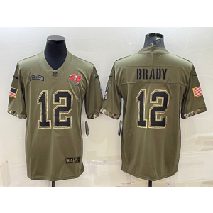 Nike Tampa Bay Buccaneers 12 Tom Brady Olive 2022 Salute To Service Limited Men Jersey