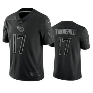 Nike Tennessee Titans 17 Ryan Tannehill Black Reflective Vapor Limited Men Jersey