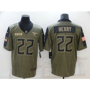 Nike Tennessee Titans 22 Derrick Henry 2021 Olive Salute To Service Limited Men Jersey