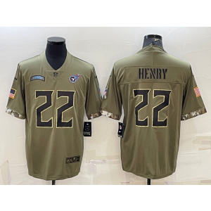 Nike Tennessee Titans 22 Derrick Henry Olive 2022 Salute To Service Limited Men Jersey