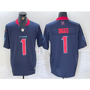 Nike Texans 1 Diggs Navy Red F.U.S.E. Vapor Limited Men Jersey