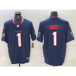 Nike Texans 1 Diggs Navy White F.U.S.E. Vapor Limited Men Jersey