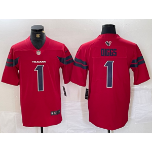 Nike Texans 1 Diggs Red Vapor Limited Men Jersey
