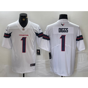 Nike Texans 1 Diggs White Vapor Limited Men Jersey