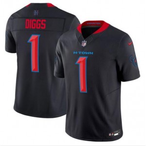 Nike Texans 1 Stefon Diggs Navy 2024 F.U.S.E. Vapor Limited Men Jersey