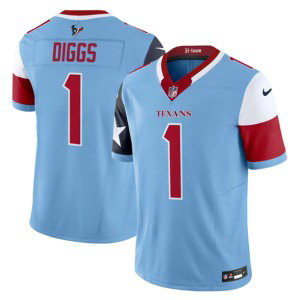 Nike Texans 1 Stefon Diggs Blue 2024 F.U.S.E. V5 Vapor Limited Men Jersey