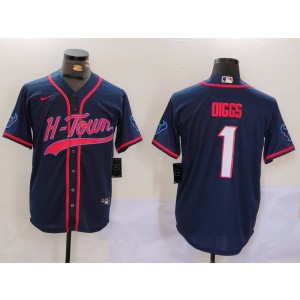 Nike Texans 1 Stefon Diggs Navy Vapor Baseball Limited Men Jersey