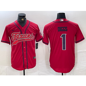 Nike Texans 1 Stefon Diggs Red Vapor Baseball Limited Men Jersey