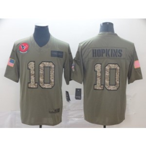 Nike Texans 10 DeAndre Hopkins 2019 Olive Camo Salute To Service Limited Men Jersey