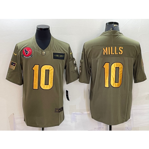 Nike Texans 10 Mills Olive Gold Salute To Service Limited Men Jersey