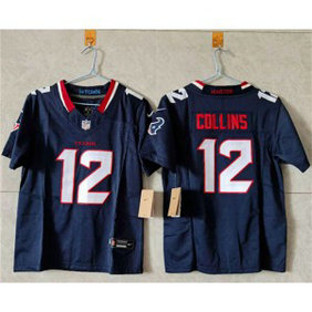 Nike Texans 12 Nico Collins Navy F.U.S.E. Vapor Limited Women Jersey(Run Small)