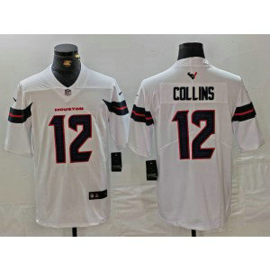 Nike Texans 12 Nico Collins White Vapor Limited Men Jersey