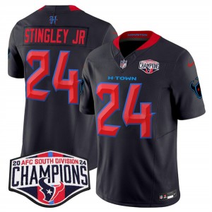 Nike Texans 24 Derek Stingley Jr. Navy Red 2024 AFC South Division Champions F.U.S.E. Vapor Limited Men Jersey