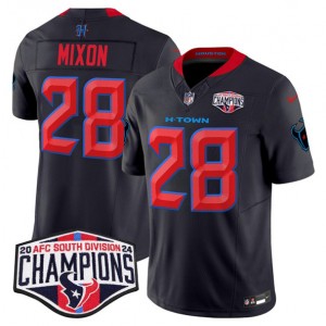 Nike Texans 28 Joe Mixon Navy Red 2024 AFC South Division Champions F.U.S.E. Vapor Limited Men Jersey