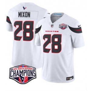 Nike Texans 28 Joe Mixon White 2024 AFC South Division Champions F.U.S.E. Vapor Limited Men Jersey