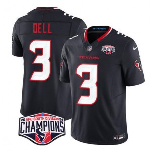 Nike Texans 3 Tank Dell Navy 2024 AFC South Division Champions F.U.S.E. Vapor Limited Men Jersey