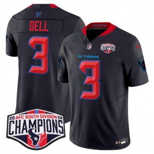 Nike Texans 3 Tank Dell Navy Red 2024 AFC South Division Champions F.U.S.E. Vapor Limited Men Jersey