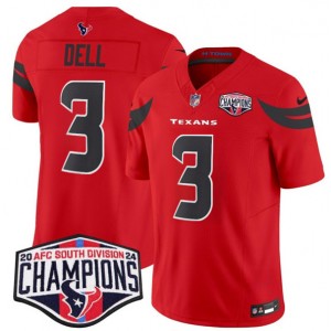 Nike Texans 3 Tank Dell Red 2024 AFC South Division Champions F.U.S.E. Vapor Limited Men Jersey