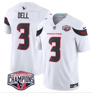 Nike Texans 3 Tank Dell White 2024 AFC South Division Champions F.U.S.E. Vapor Limited Men Jersey
