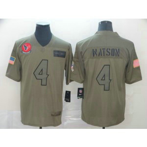 Nike Texans 4 Deshaun Watson 2019 Olive Salute To Service Limited Men Jersey